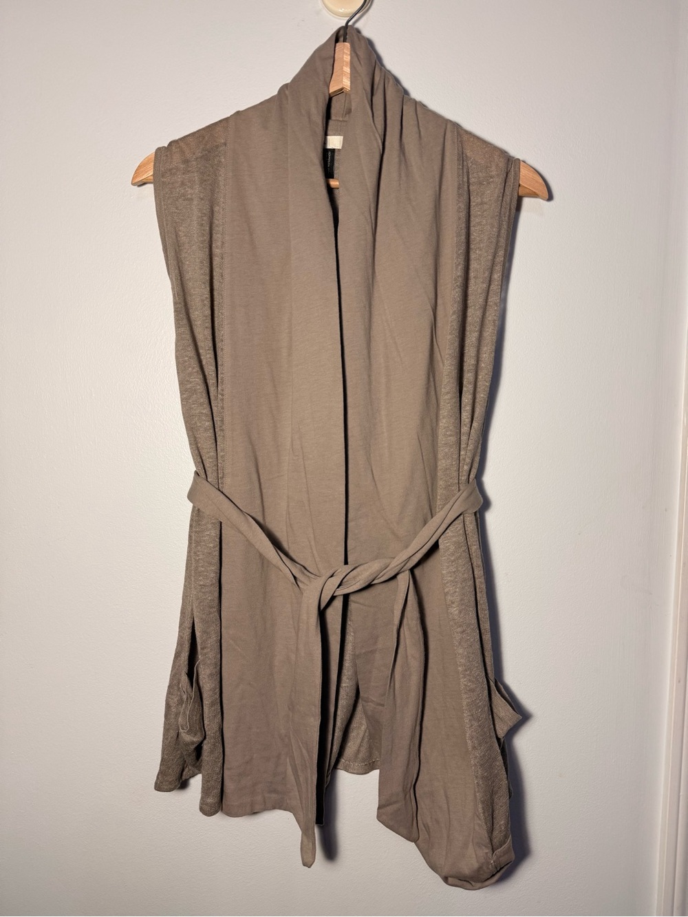 Hoss Intropia Linen Sleeveless Open Front Belted Cardigan Vest size L